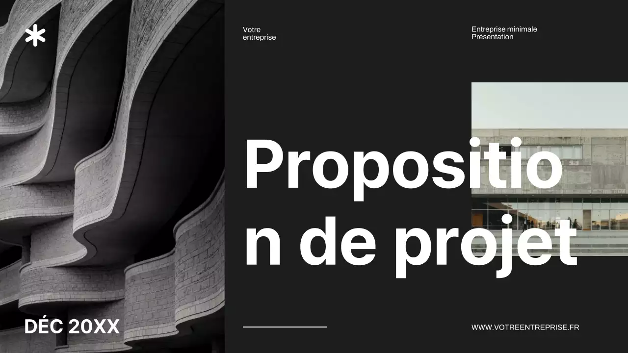 Proposition de projet d'entreprise minimale en noir et ivoire
