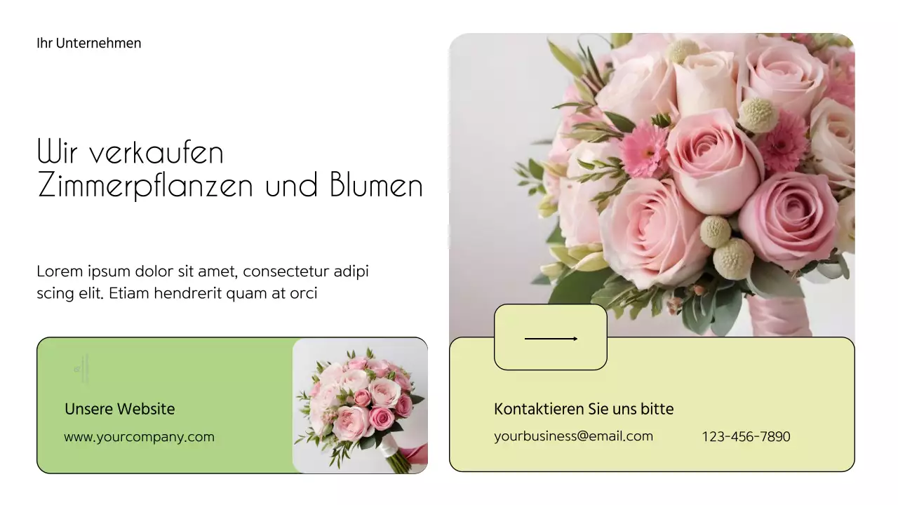 Weiß und Grün Minimal Flower Shop Einführung des Unternehmens
