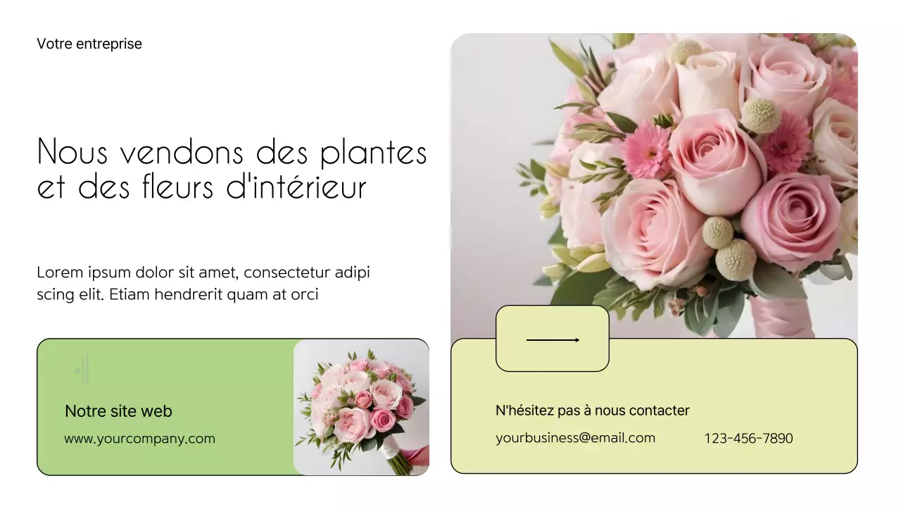 Introduction de la société Flower Shop Minimal blanc et vert