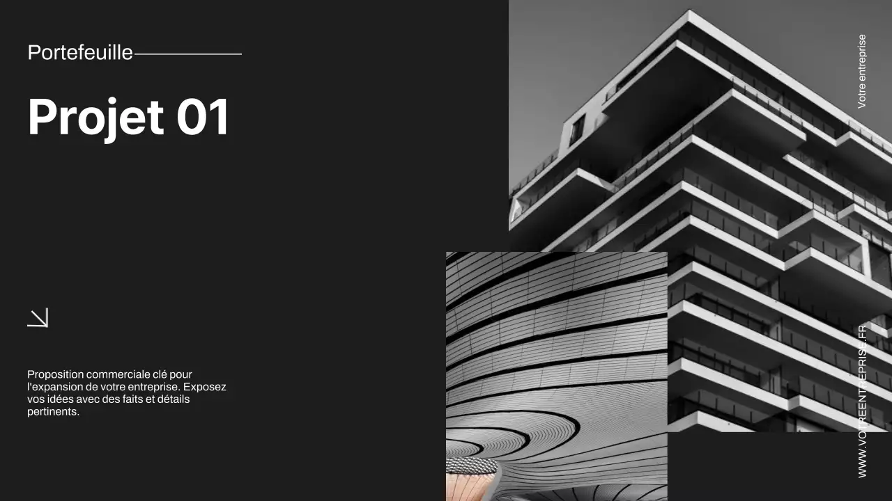 Proposition de projet d'entreprise minimale en noir et ivoire