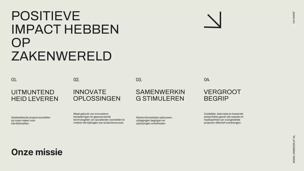 Minimalistisch zakelijk projectvoorstel in zwart en ivoor