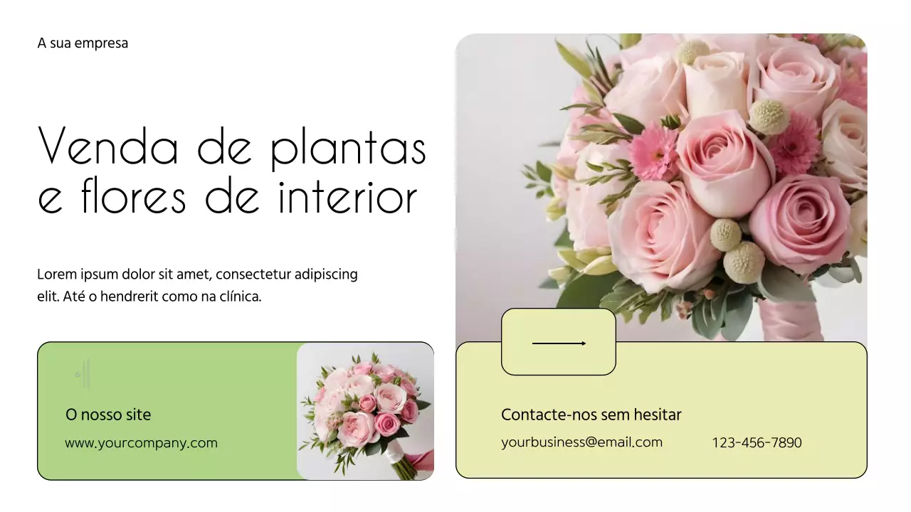 Branco e verde Minimal Flower Shop Apresentação da empresa