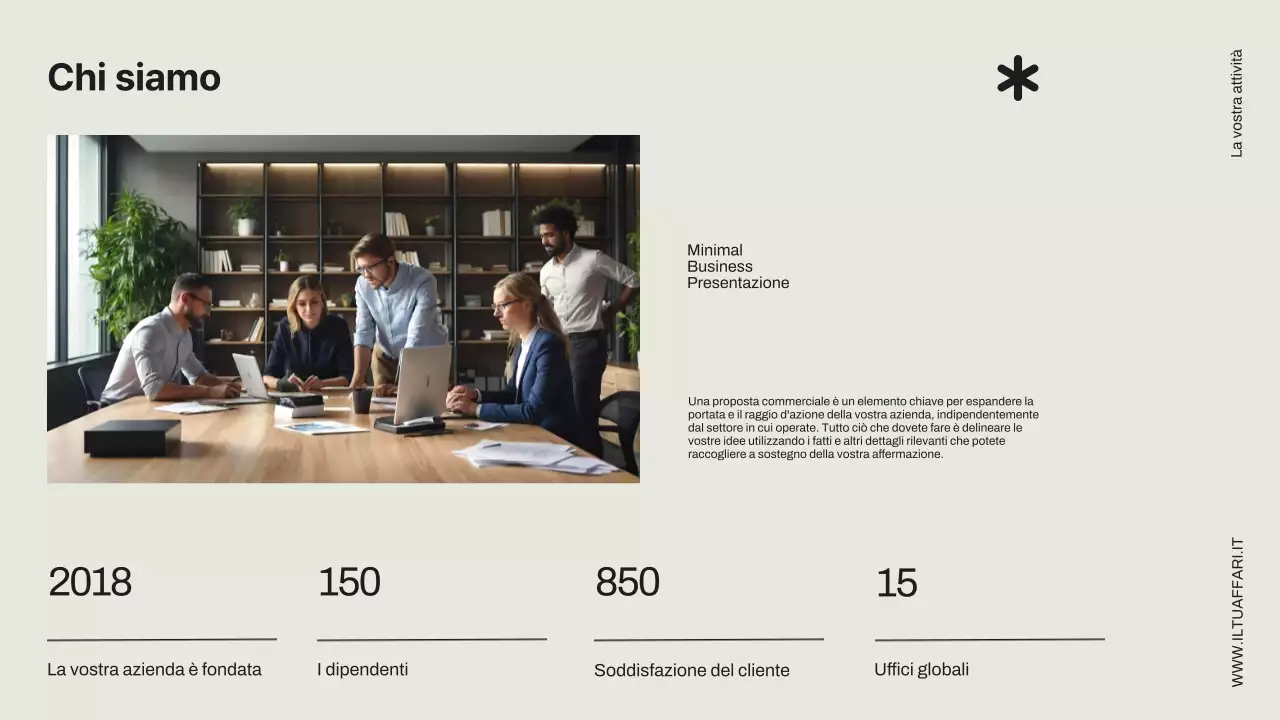 Proposta di progetto commerciale minimale in nero e avorio