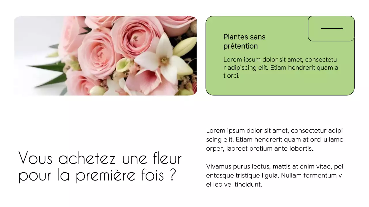 Introduction de la société Flower Shop Minimal blanc et vert