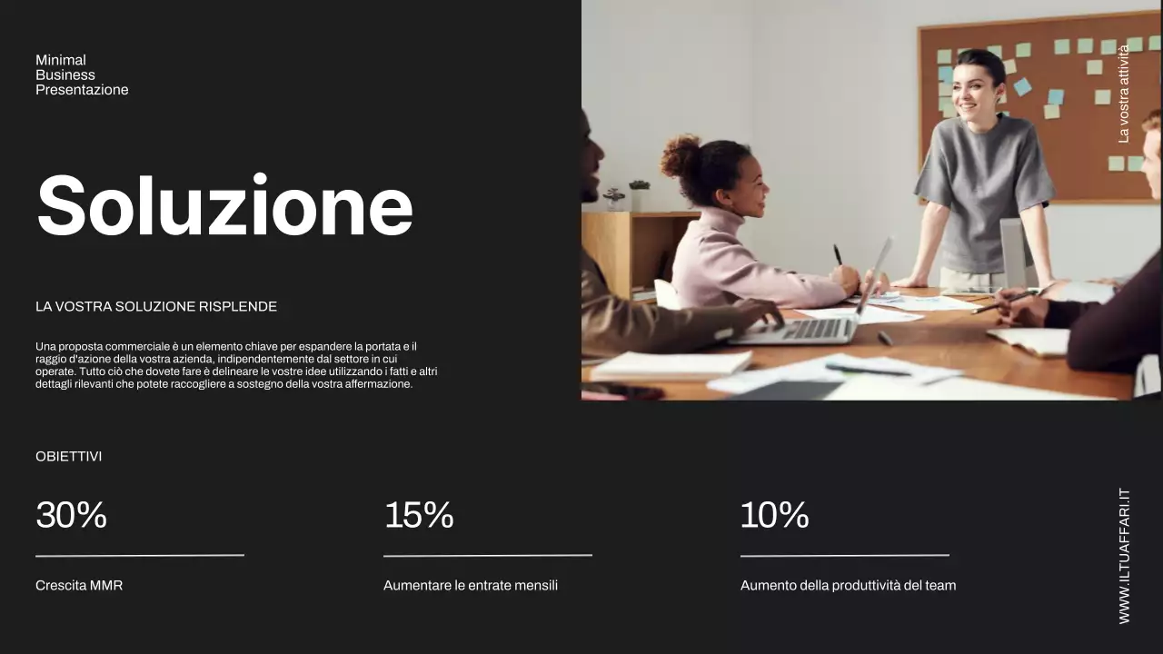 Proposta di progetto commerciale minimale in nero e avorio