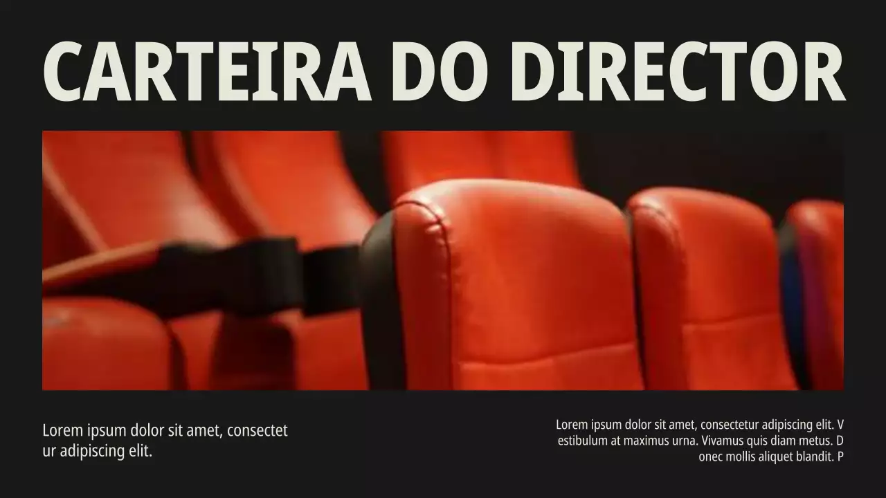 Portfólio preto minimalista do realizador de cinema