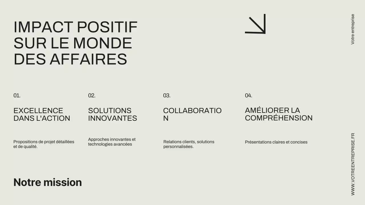 Proposition de projet d'entreprise minimale en noir et ivoire