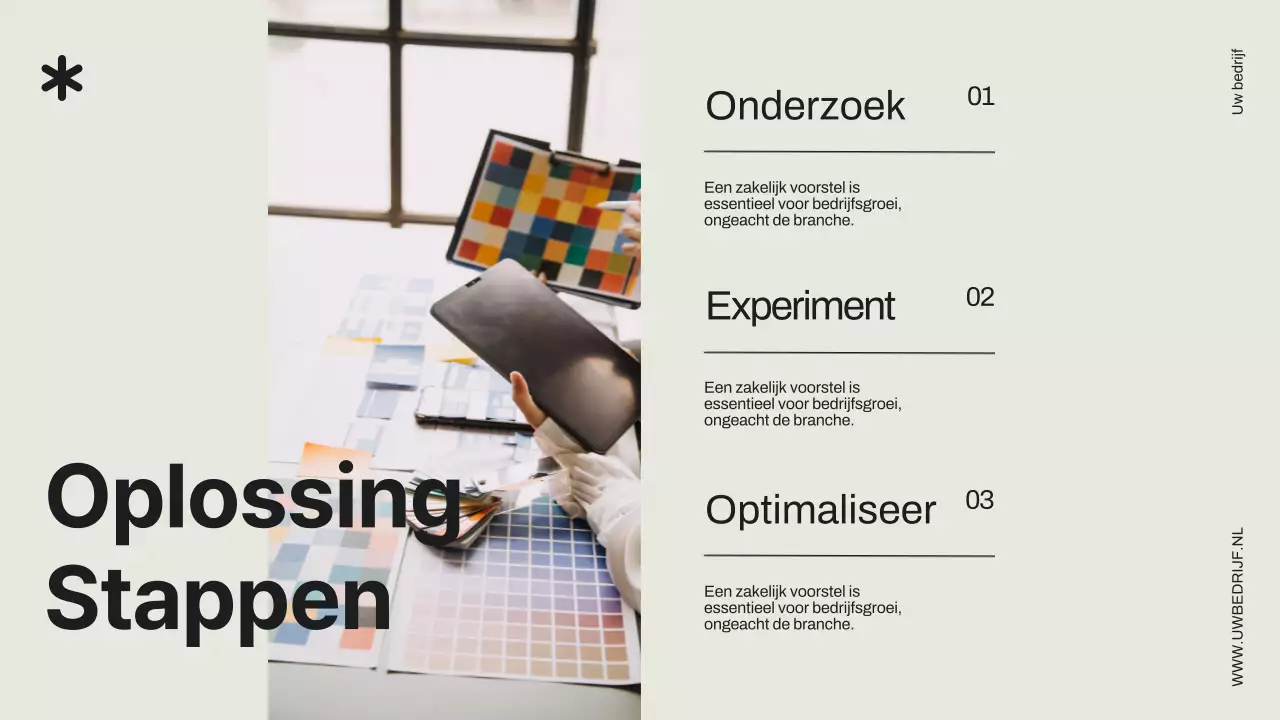 Minimalistisch zakelijk projectvoorstel in zwart en ivoor