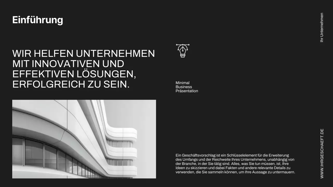 Schwarz und Elfenbein Minimal Business Project Proposal
