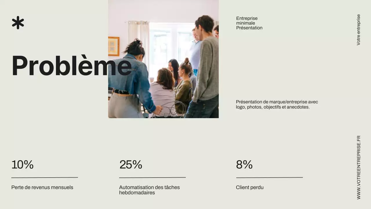 Proposition de projet d'entreprise minimale en noir et ivoire