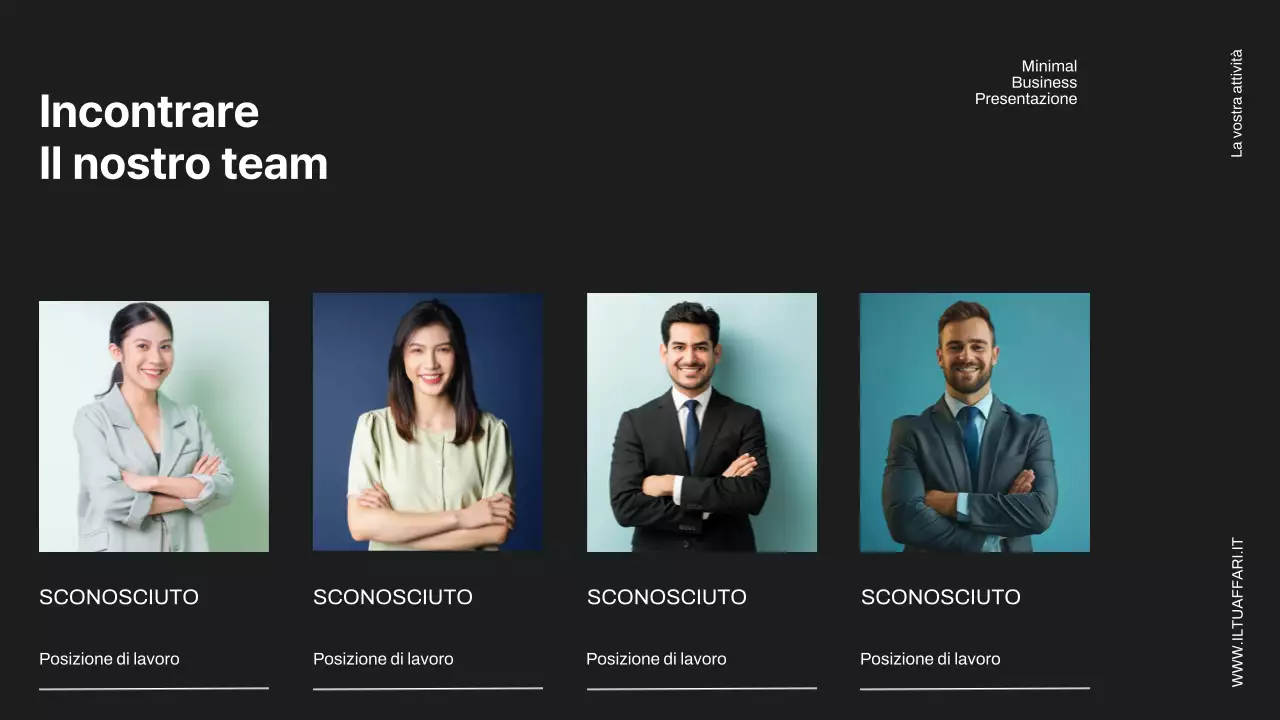 Proposta di progetto commerciale minimale in nero e avorio