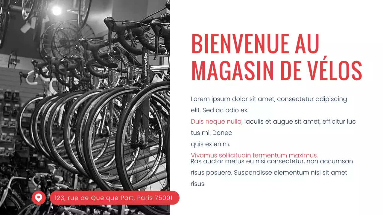 Présentation de la société Navy Red modern minimal Bike Shop