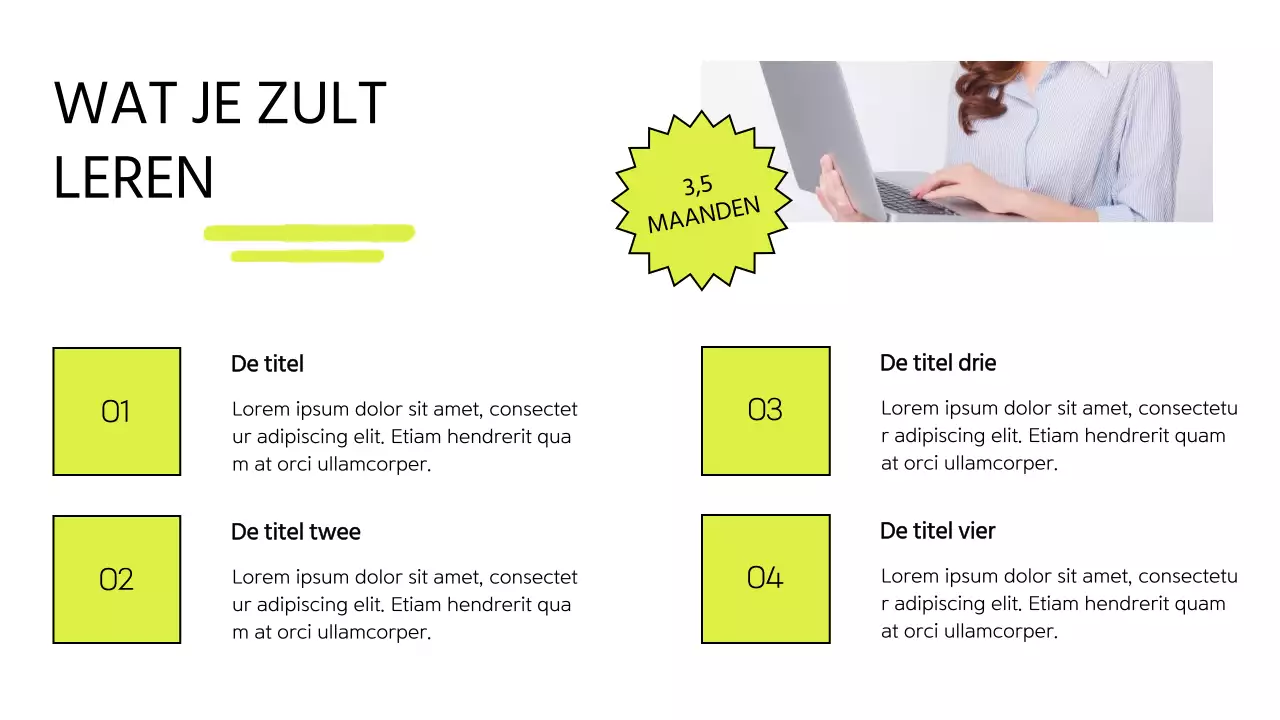 Witte en Lime Moderne Online Cursus Promotie