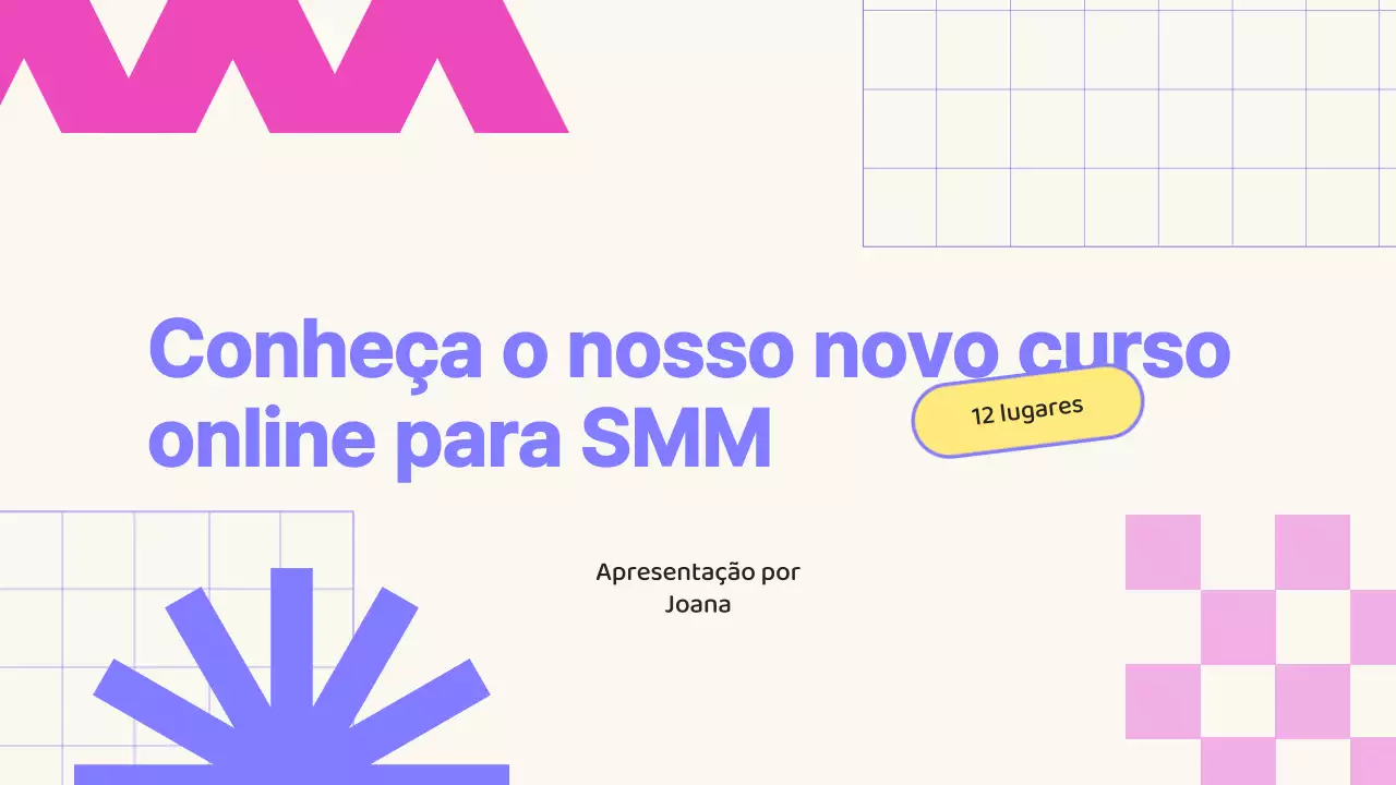 Promoção do Curso SMM Online Geométrico Bege e Roxo