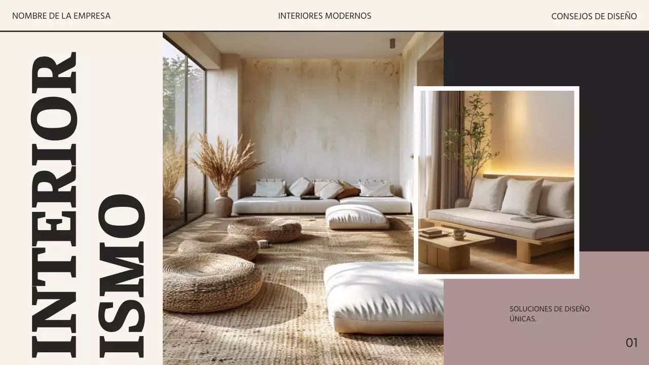 Estudio de interiorismo moderno en beige y negro Promoción empresarial