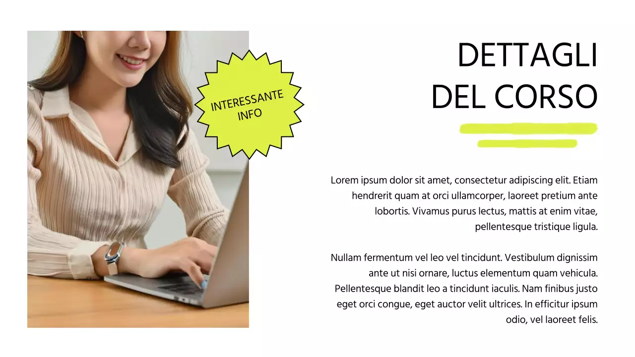 Promozione di un corso online moderno in bianco e lime