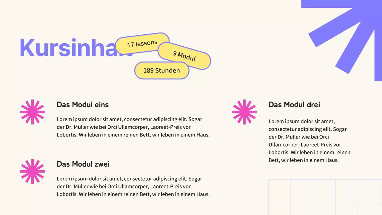 Beige und Lila Geometrische Online SMM Kurs Promotion