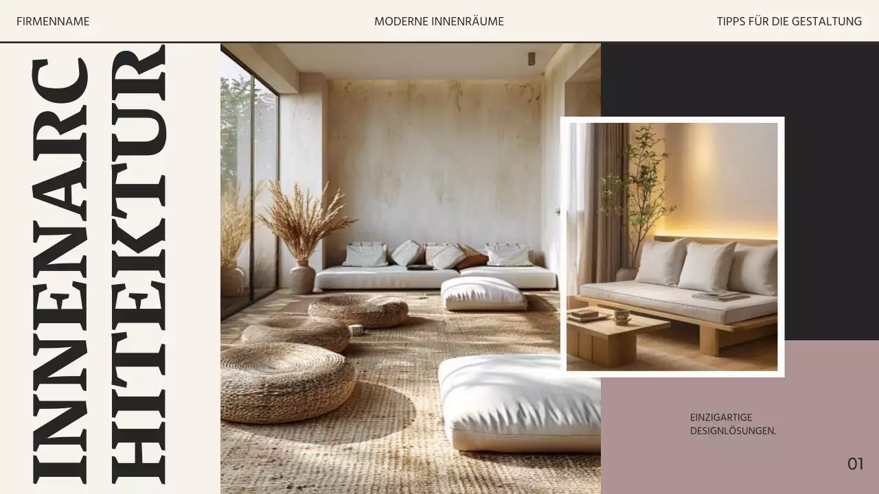 Beige und Schwarz Moderne Innenarchitektur Studio Business Promotion