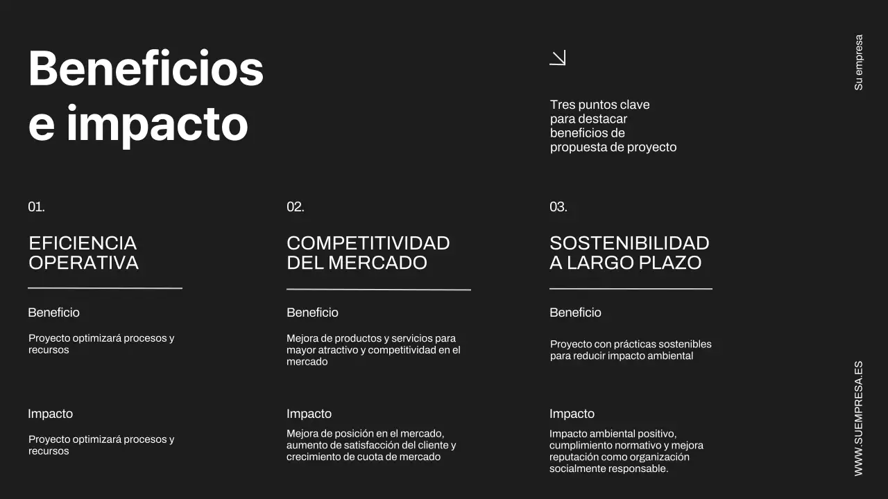 Propuesta de proyecto empresarial minimalista en negro y marfil
