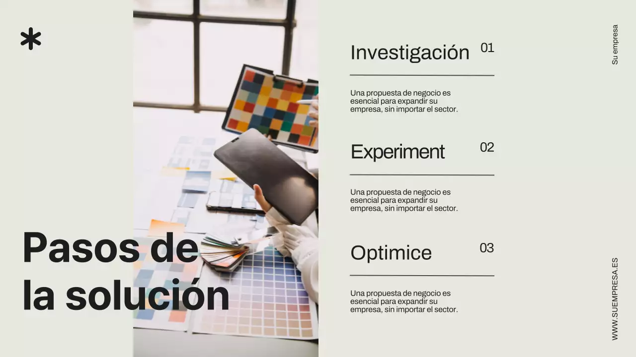 Propuesta de proyecto empresarial minimalista en negro y marfil