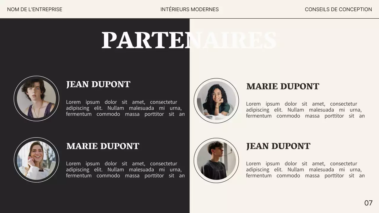 Studio de design d'intérieur moderne beige et noir Promotion d'entreprise