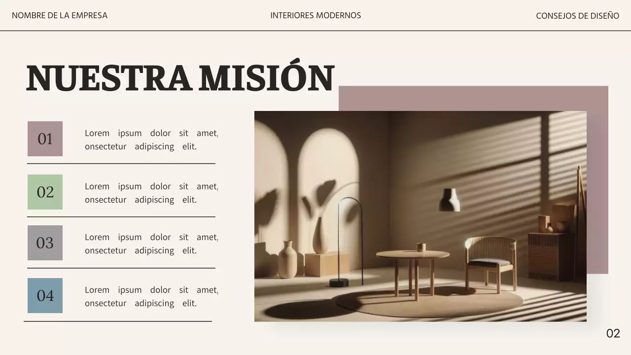 Estudio de interiorismo moderno en beige y negro Promoción empresarial