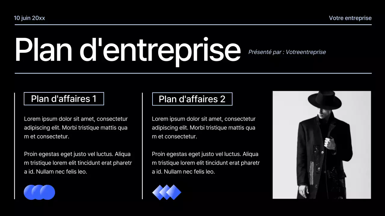Proposition de projet géométrique moderne noir et bleu