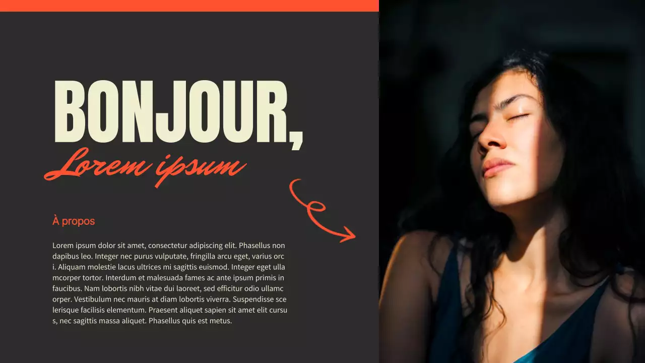 Présentation du portfolio d'un photographe de tendances en noir et rouge