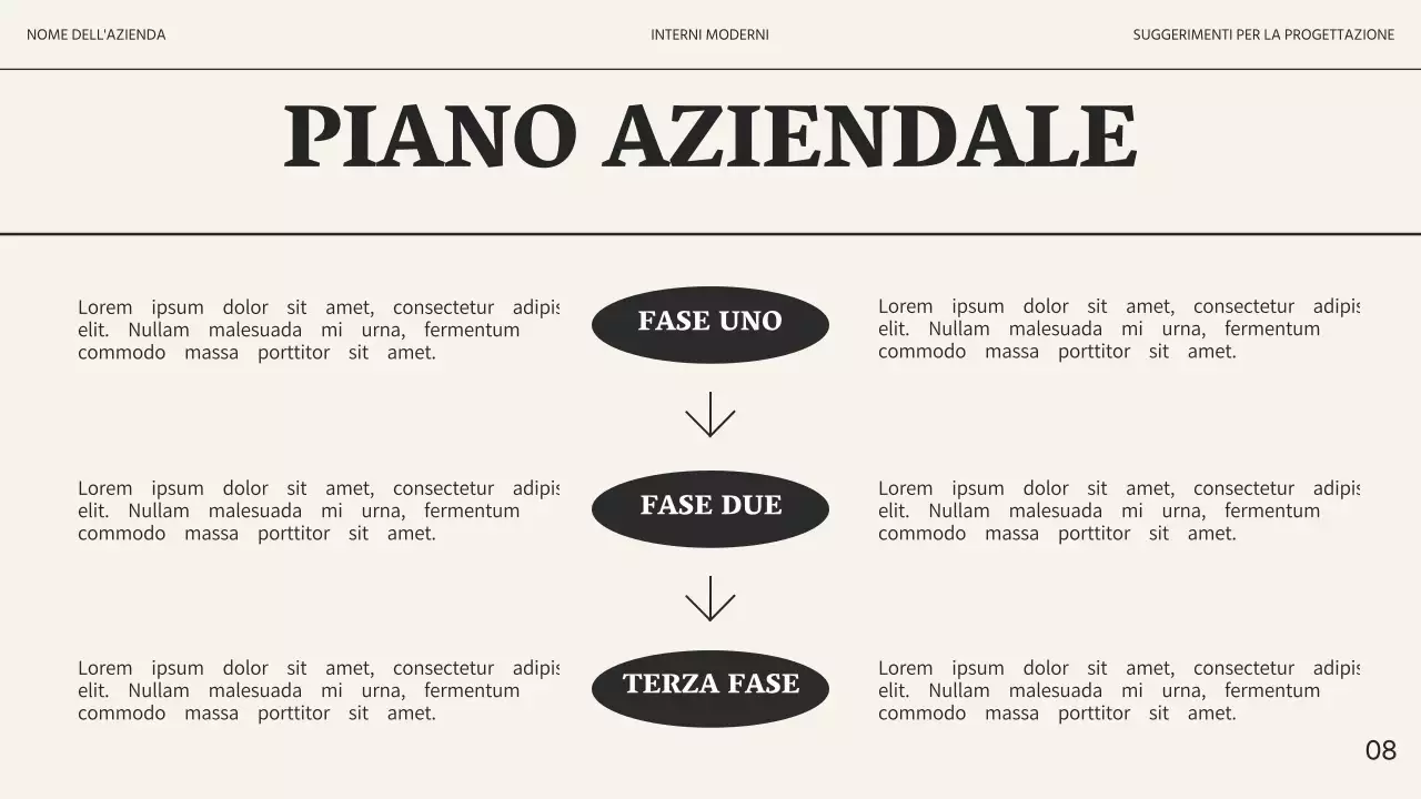 Promozione commerciale dello studio di interior design moderno beige e nero