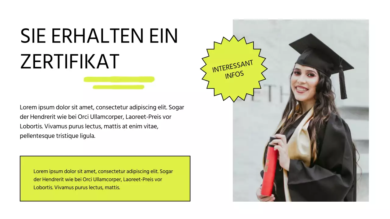 Modernes Online-Kursangebot in Weiß und Limone