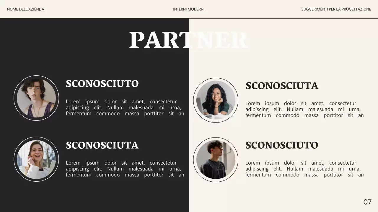 Promozione commerciale dello studio di interior design moderno beige e nero