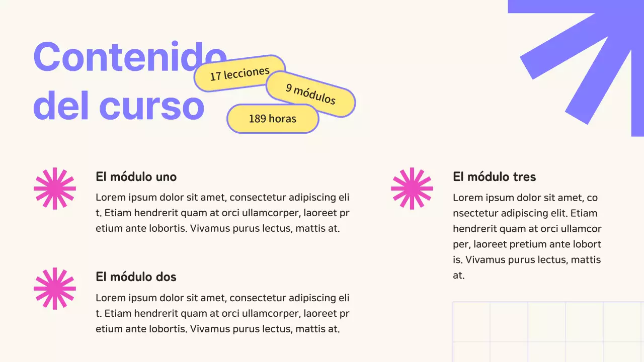 Promoción del curso de gestión estratégica de reuniones en línea geométrico en beige y morado