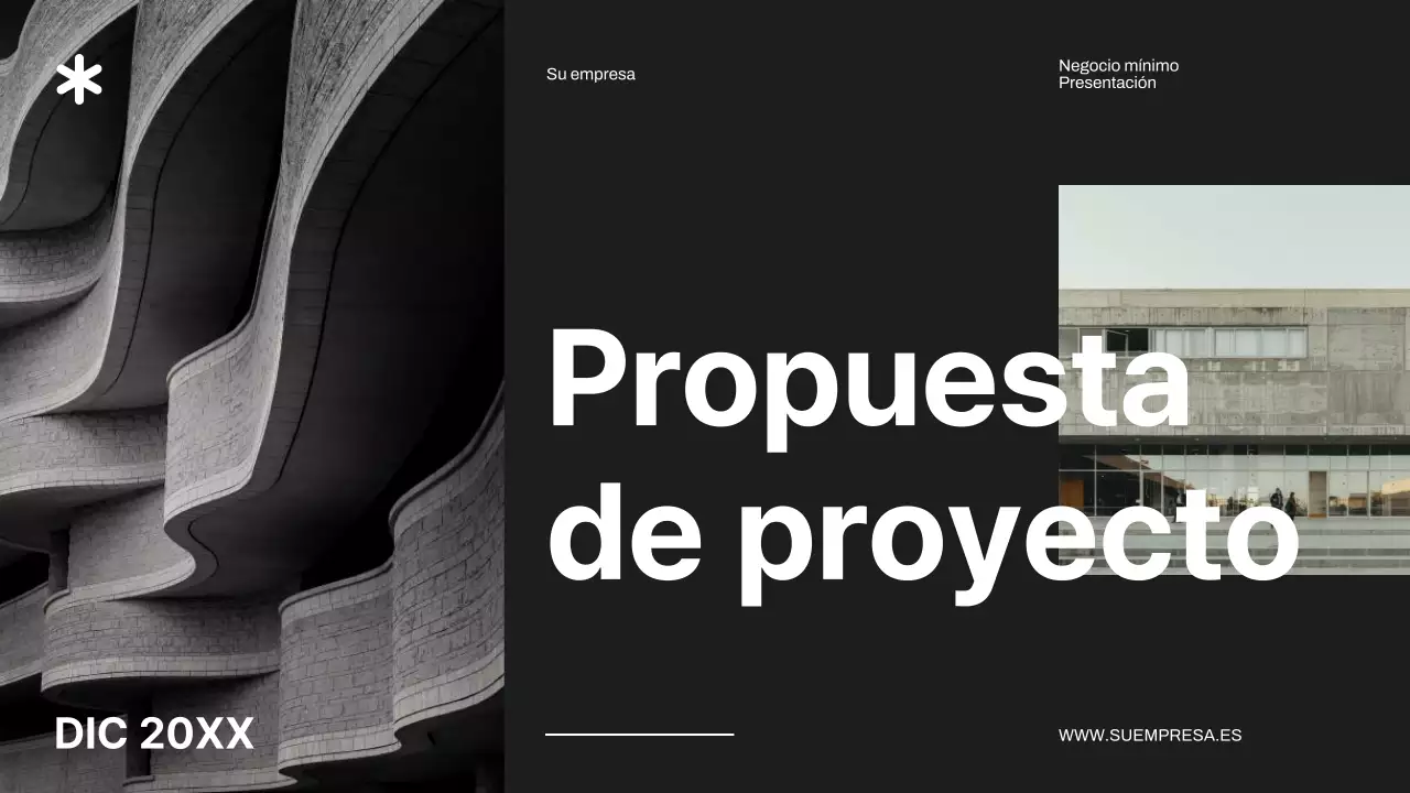 Propuesta de proyecto empresarial minimalista en negro y marfil