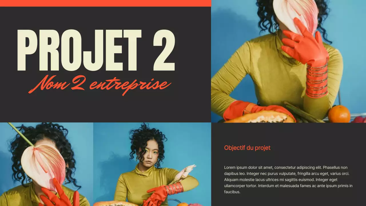 Présentation du portfolio d'un photographe de tendances en noir et rouge