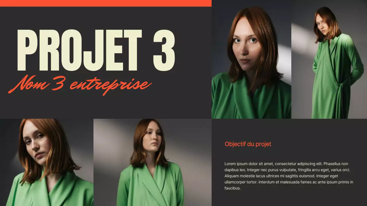 Présentation du portfolio d'un photographe de tendances en noir et rouge