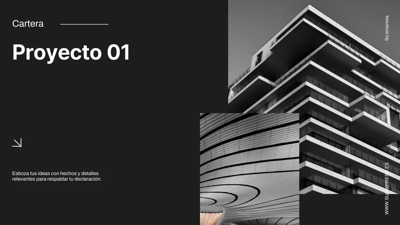 Propuesta de proyecto empresarial minimalista en negro y marfil
