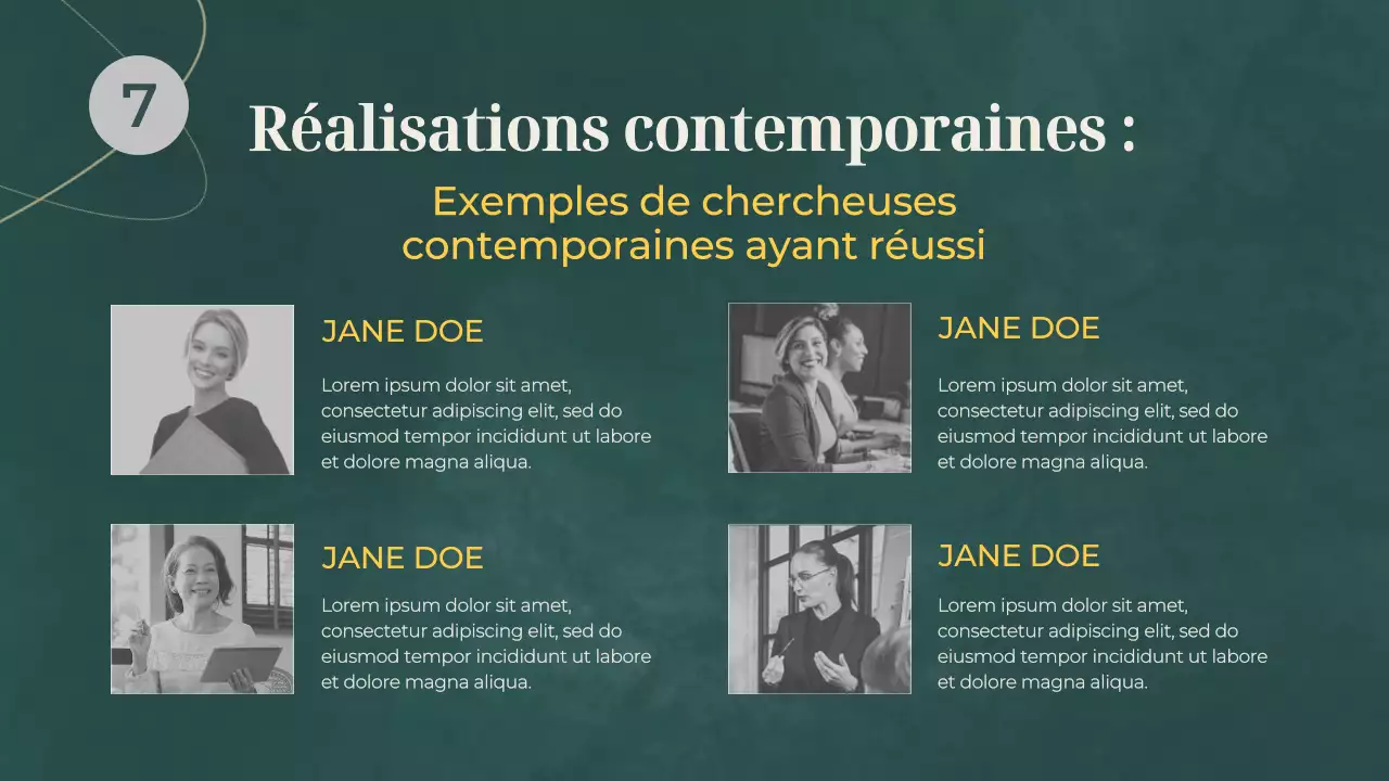 Matériel de cours de base sur les femmes en sciences (vert et gris)