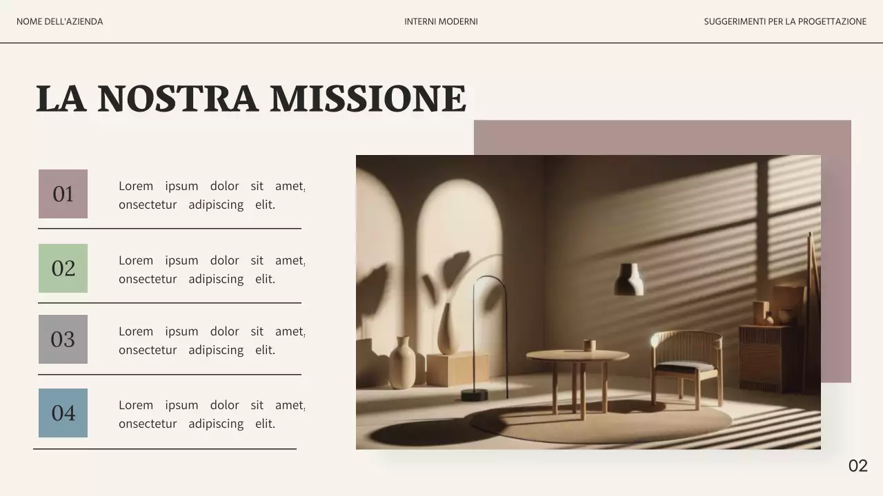 Promozione commerciale dello studio di interior design moderno beige e nero