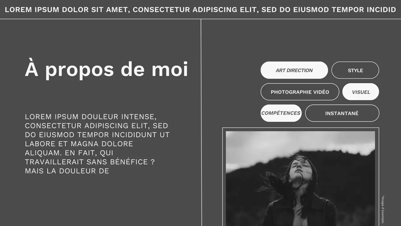 Tendance grise et blanche Matériau minimal pour portfolio de photographe
