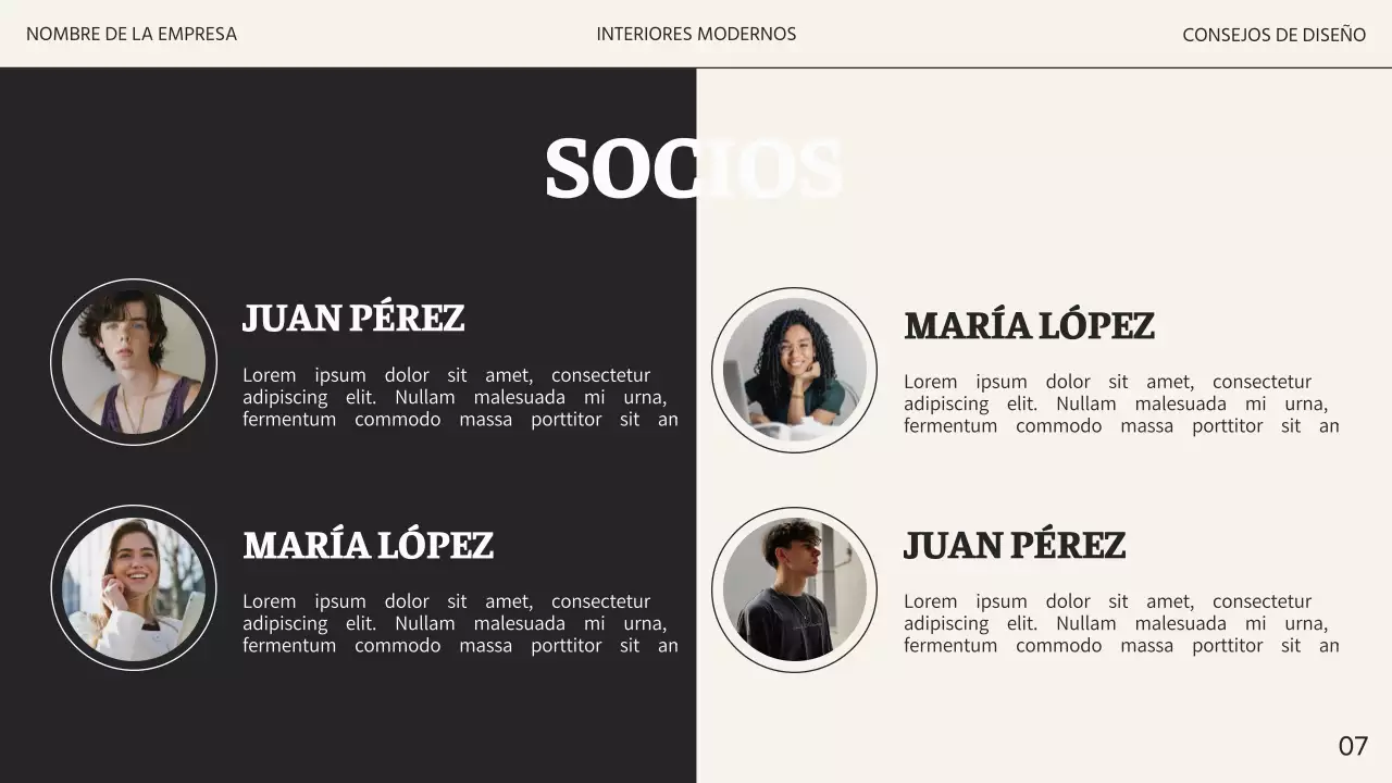 Estudio de interiorismo moderno en beige y negro Promoción empresarial