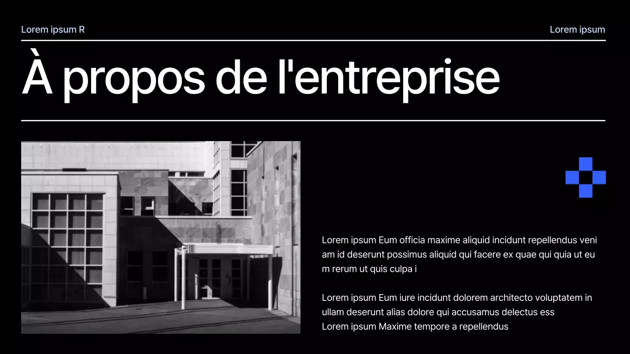 Proposition de projet géométrique moderne noir et bleu