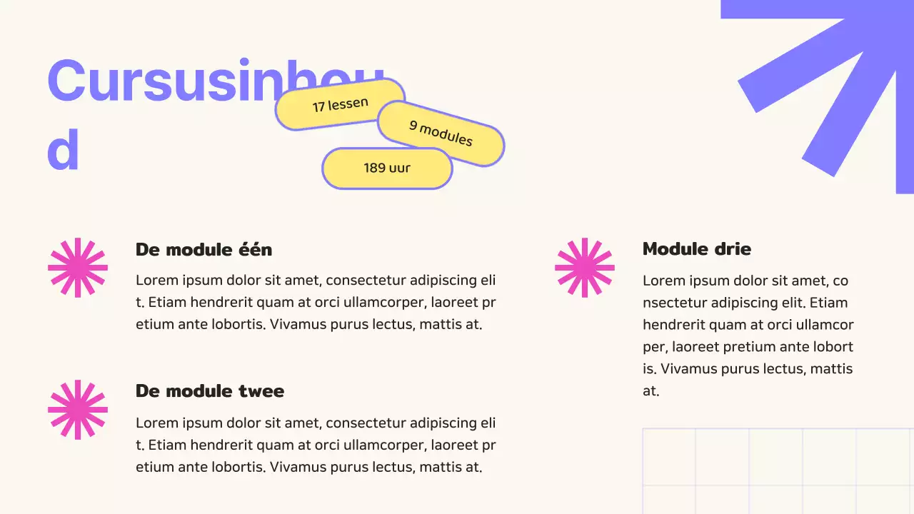 Beige en Paars Geometrische Online SMM Cursus Promotie