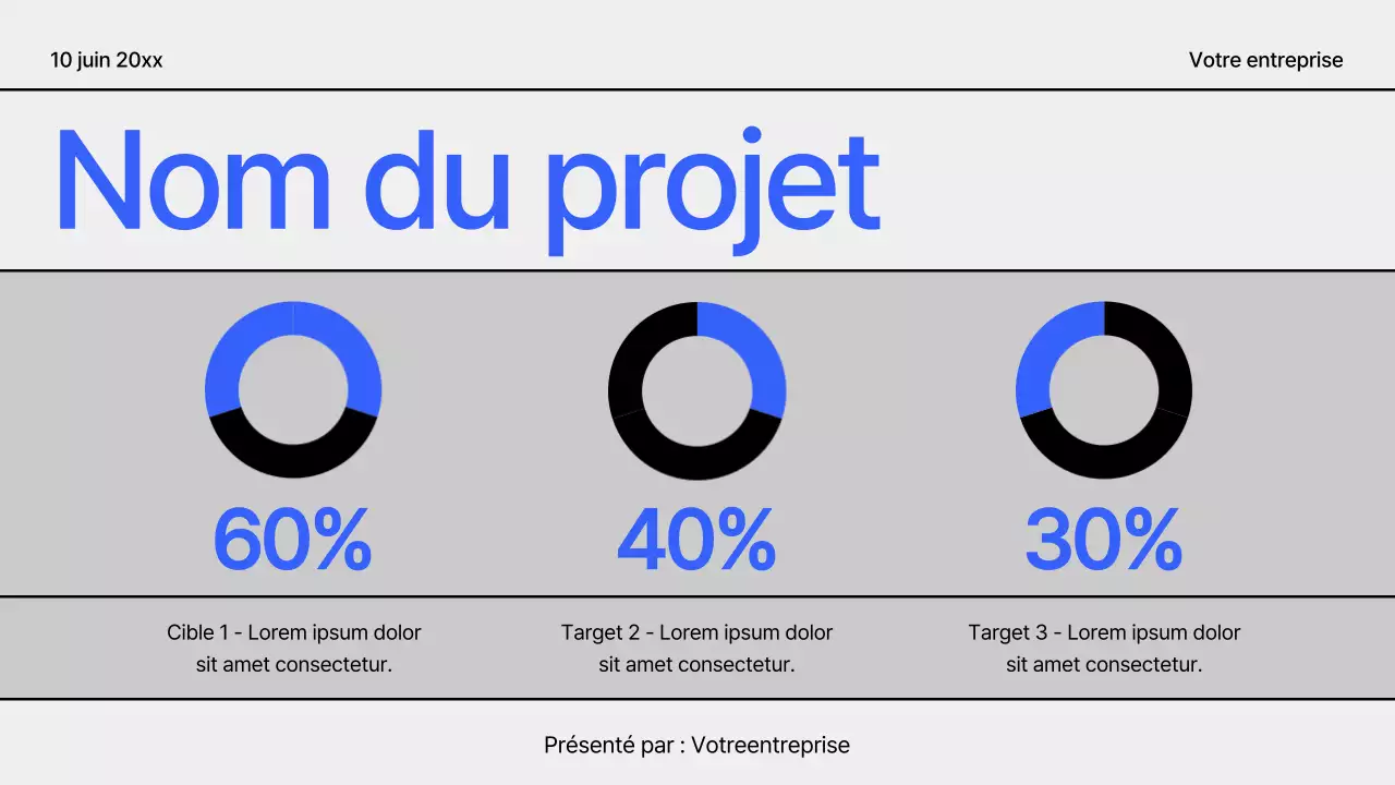 Proposition de projet géométrique moderne noir et bleu