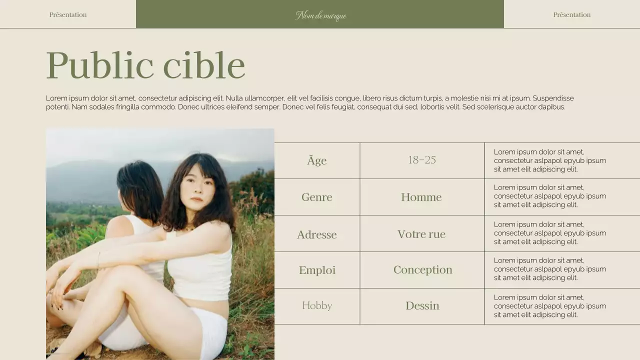 Stratégie de marque de la femme verte et élégante