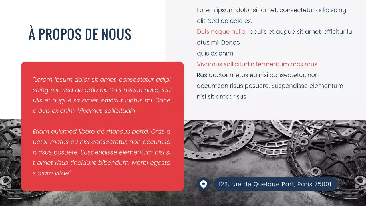 Présentation de la société Navy Red modern minimal Bike Shop