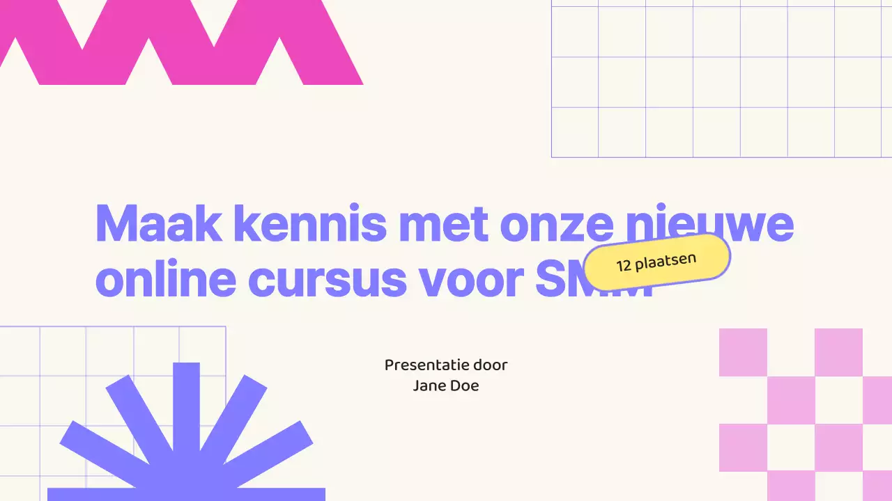Beige en Paars Geometrische Online SMM Cursus Promotie