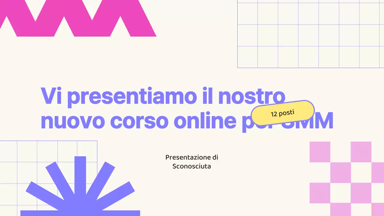 Promozione del corso SMM online geometrico beige e viola