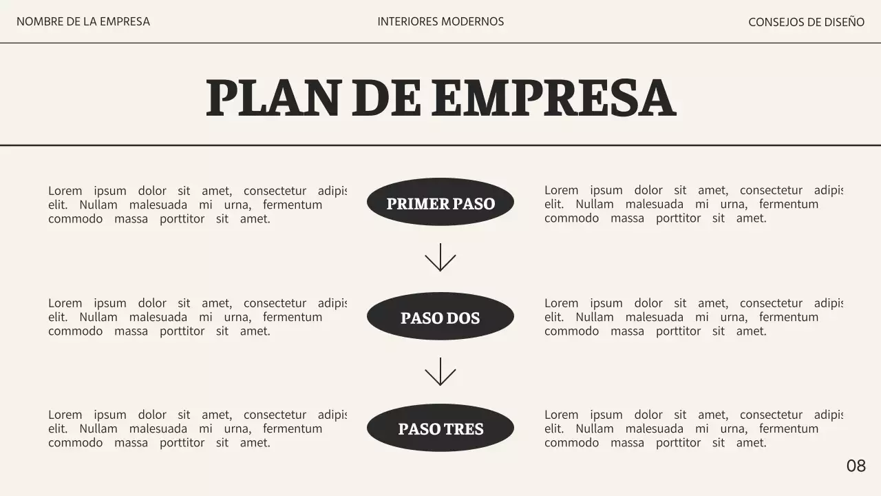 Estudio de interiorismo moderno en beige y negro Promoción empresarial