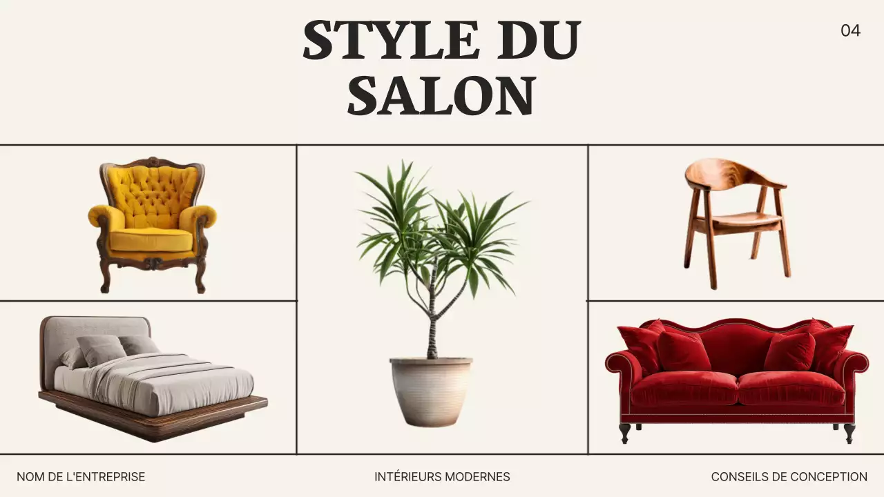 Studio de design d'intérieur moderne beige et noir Promotion d'entreprise