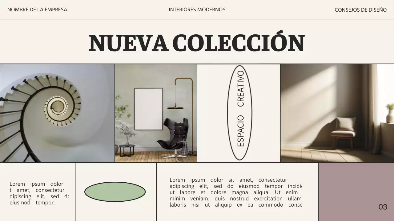 Estudio de interiorismo moderno en beige y negro Promoción empresarial